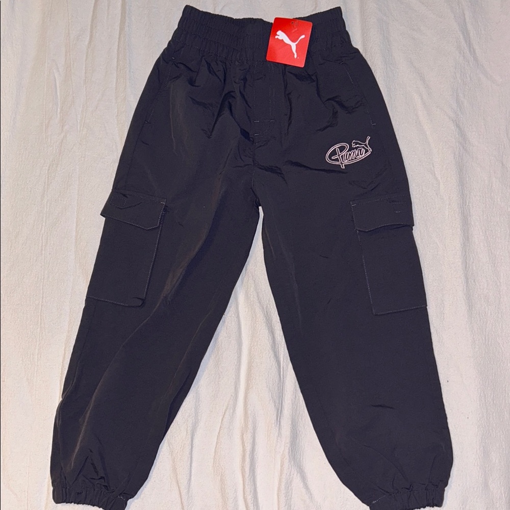 PUMA Kids Black Joggers with Logo